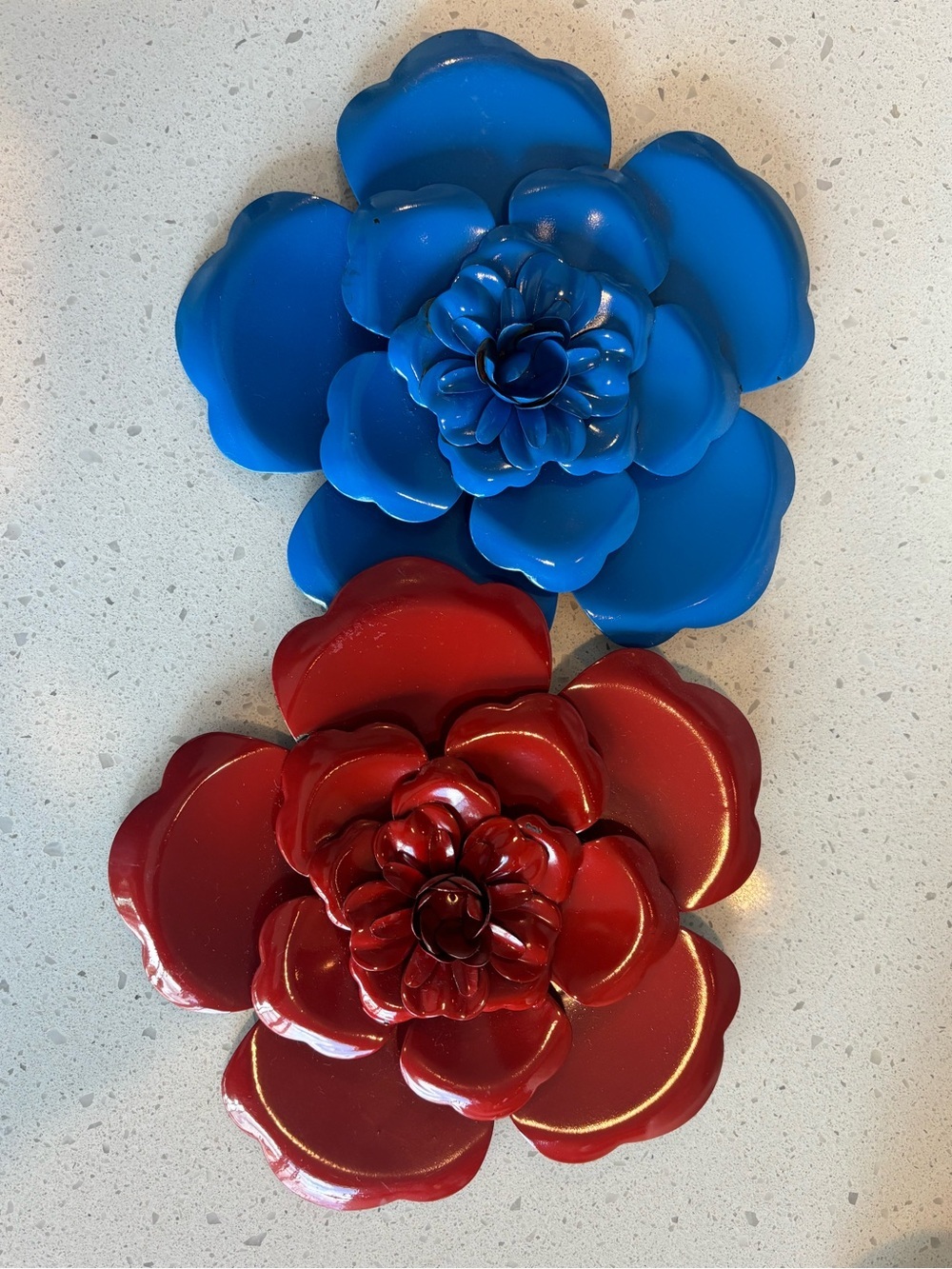 Decorative Metal Flower Wall Accent - Blue & Red
